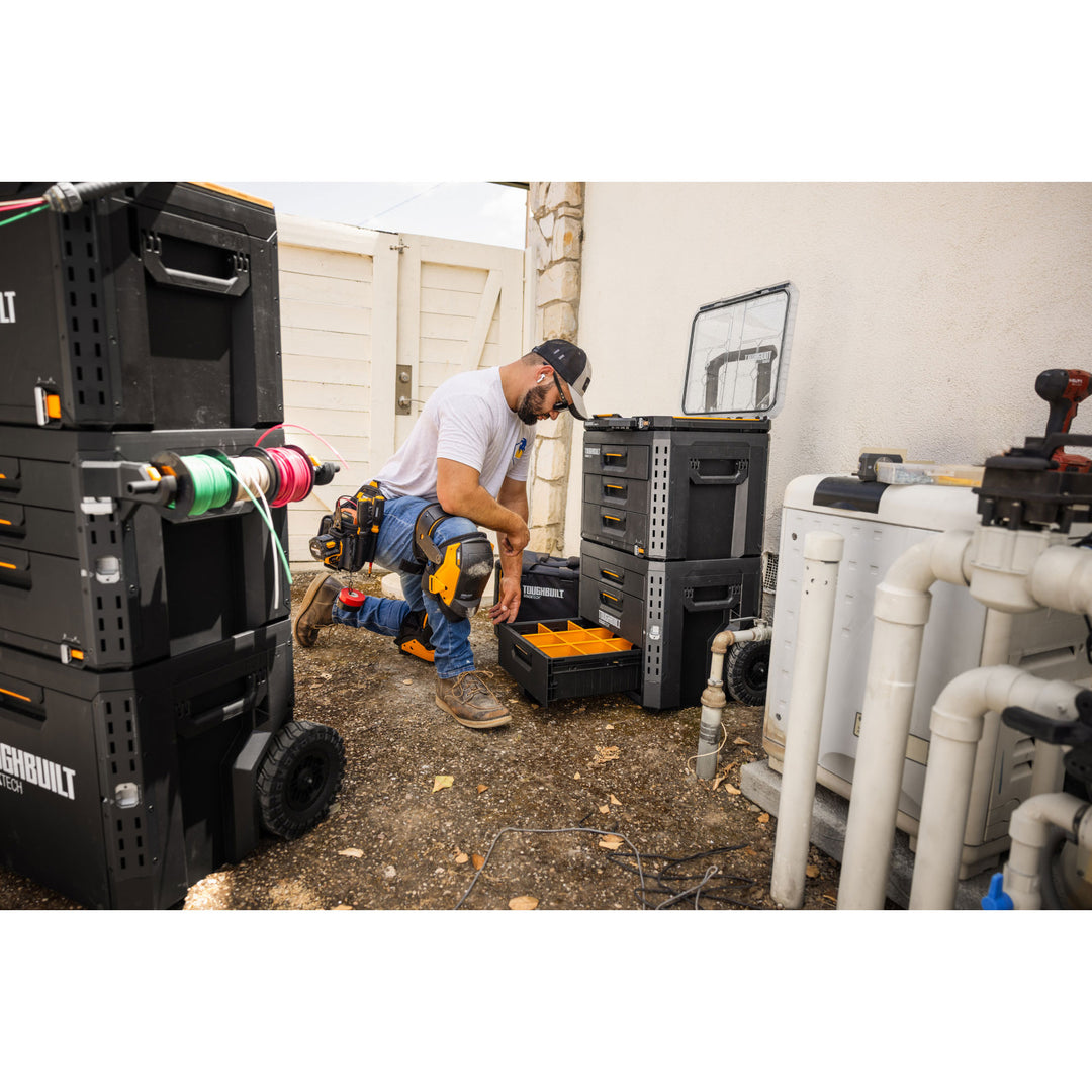 ToughBuilt StackTech Low Profile Organizer with Auto-Locking Interface and Bins