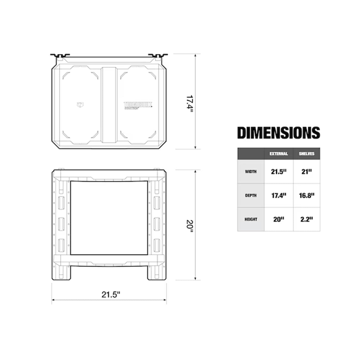 ToughBuilt StackTech 2-Shelf System, Wall Mounted Tool Storage Shelves(Open Box) - VMInnovations