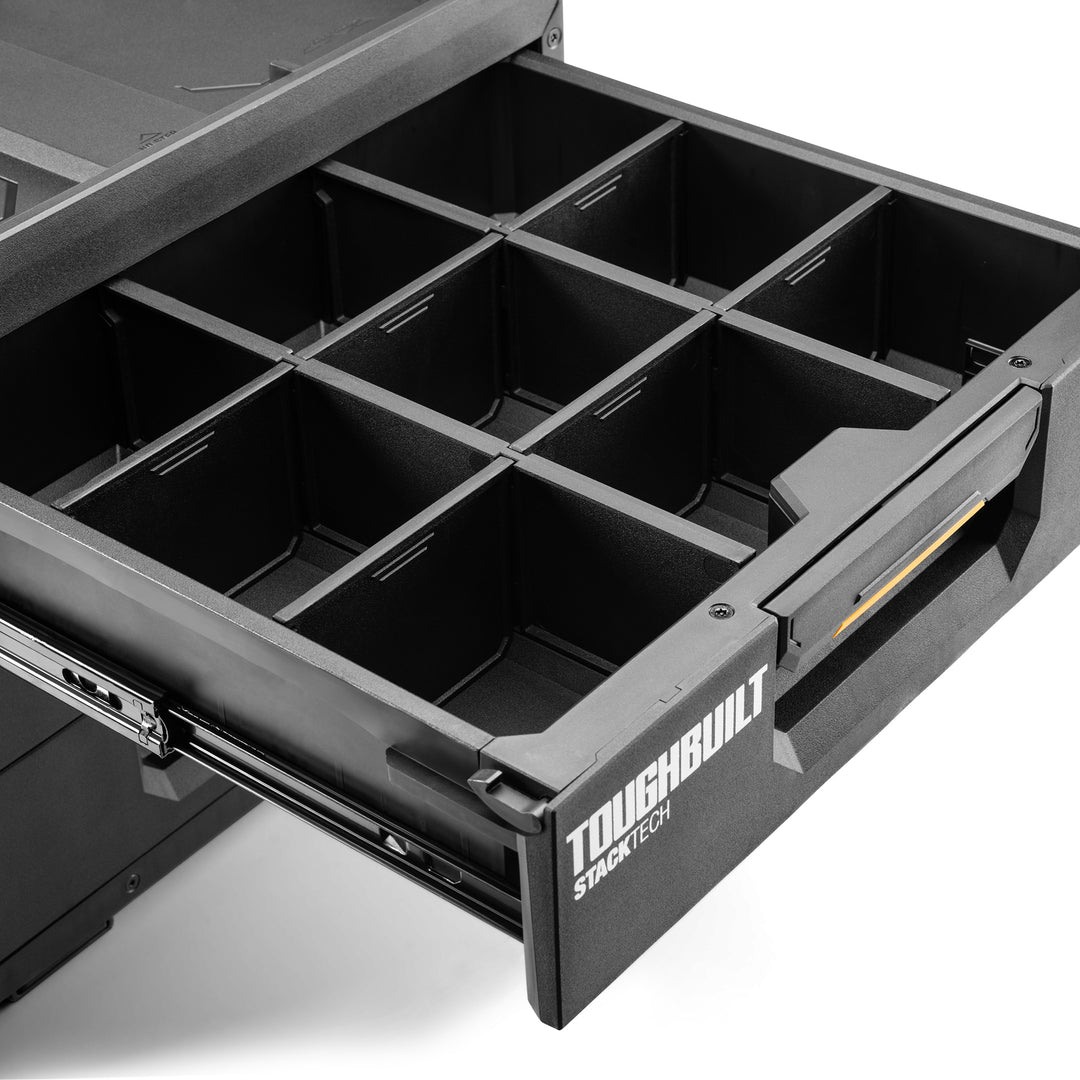 ToughBuilt StackTech 3-Drawer Tool Box, Durable Plastic Storage Organizer, Black