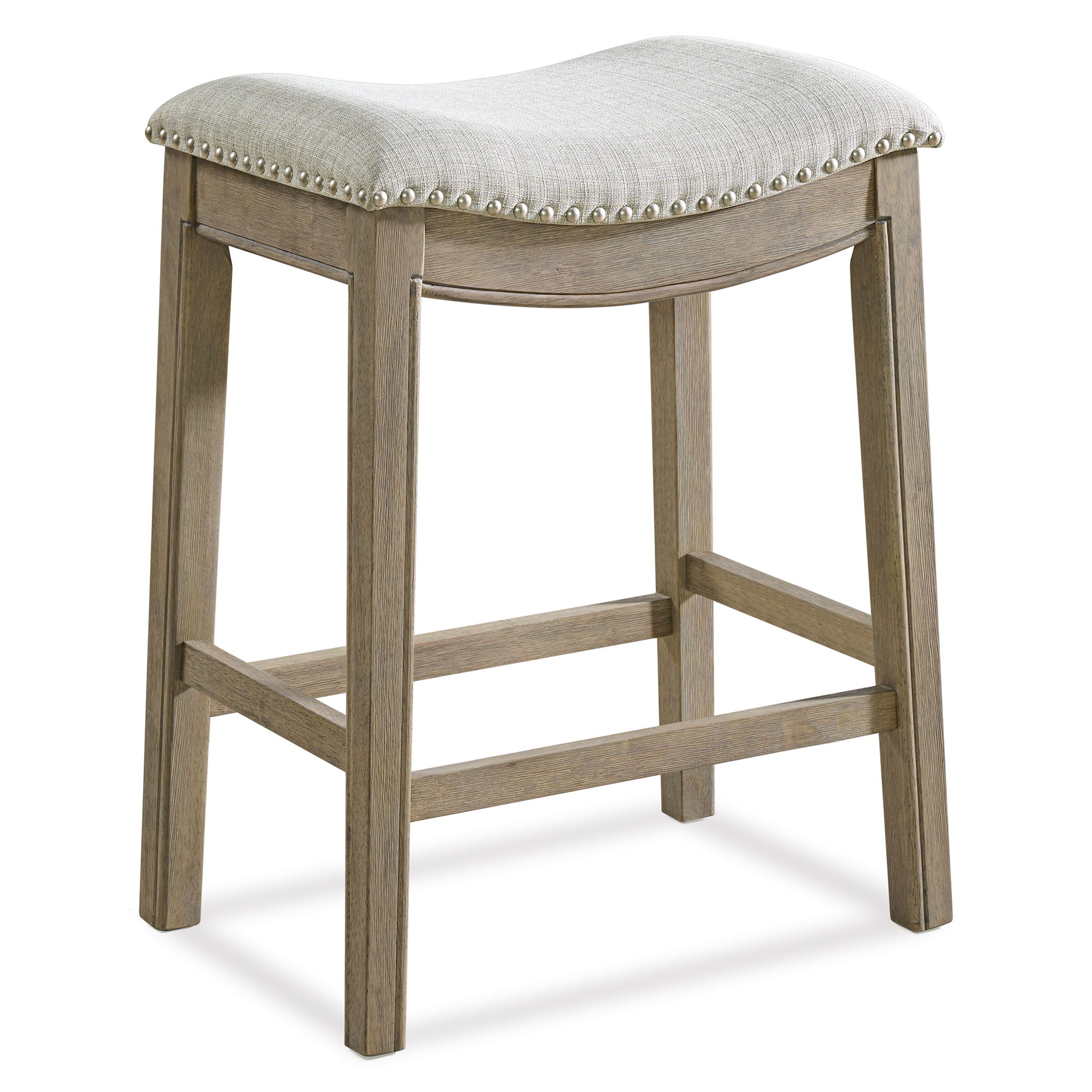 ROME + OAK Parker Backless Saddle Kitchen Counter Stool, Oak, Grey (Used) - VMInnovations