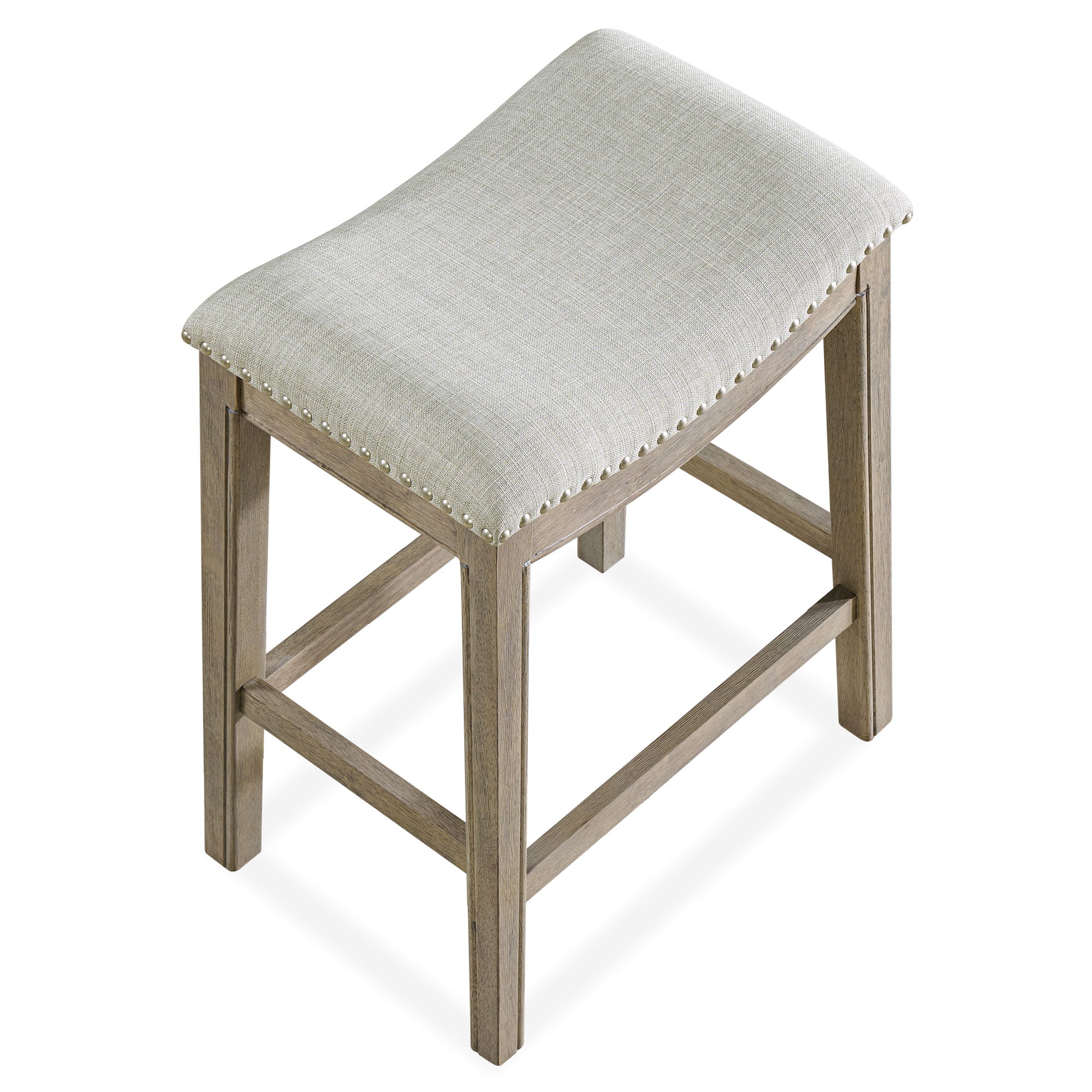ROME + OAK Parker Backless Saddle Kitchen Counter Stool, Oak, Grey (For Parts)