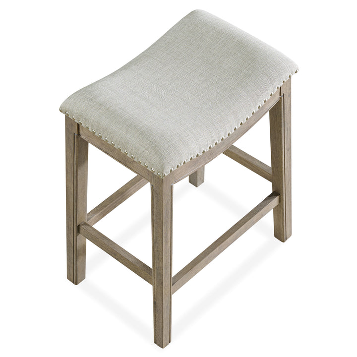 ROME + OAK Parker Backless Saddle Kitchen Counter Stool, Oak, Grey (Used)