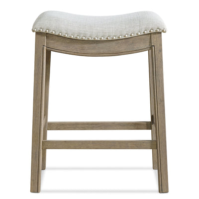 ROME + OAK Parker Backless Saddle Kitchen Counter Stool, Oak, Grey (For Parts)