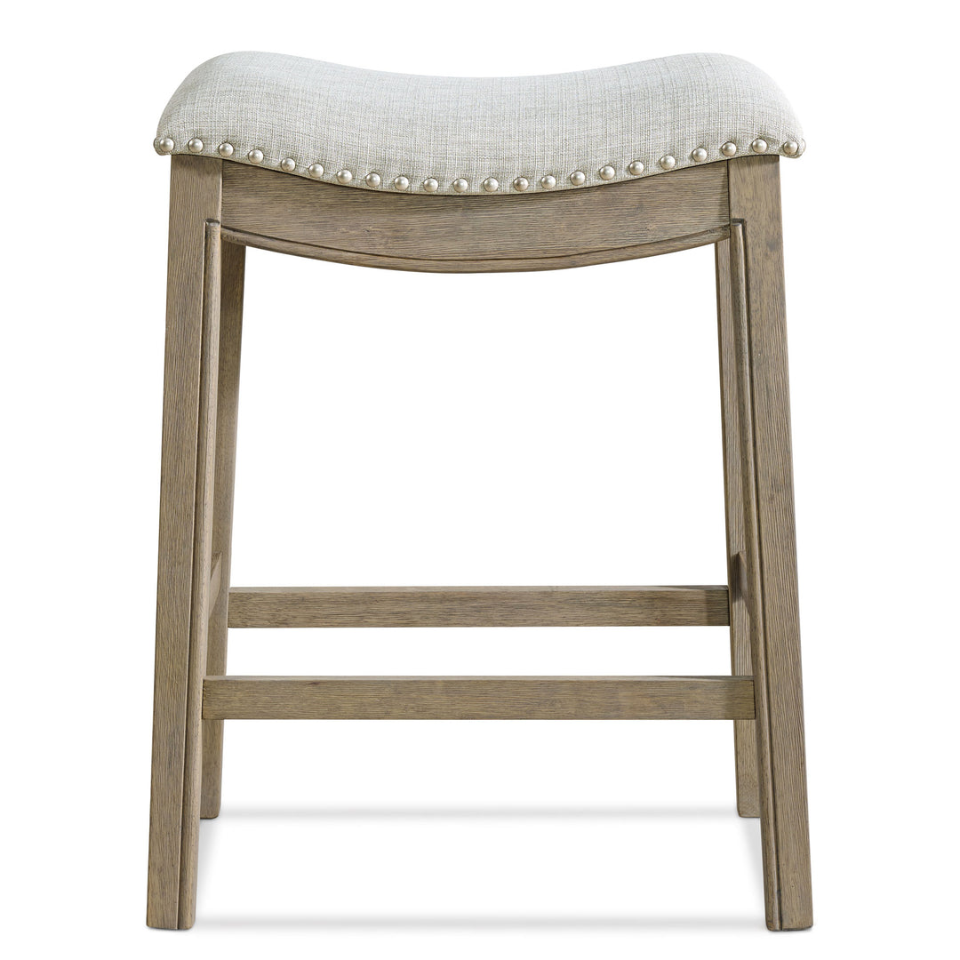 ROME + OAK Parker Backless Saddle Kitchen Counter Stool, Oak, Grey (Used)