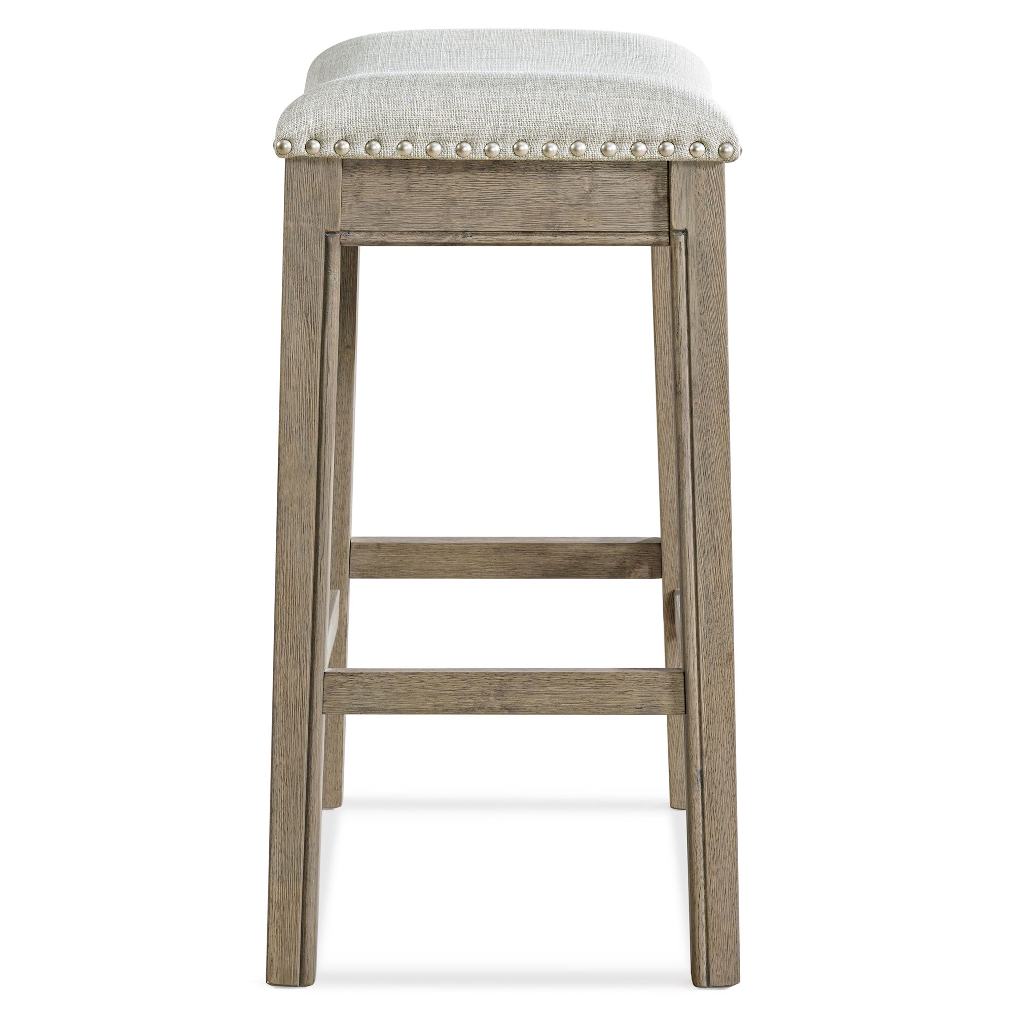ROME + OAK Parker Backless Kitchen Counter Stool, Oak, Grey Upholstery, Set of 2