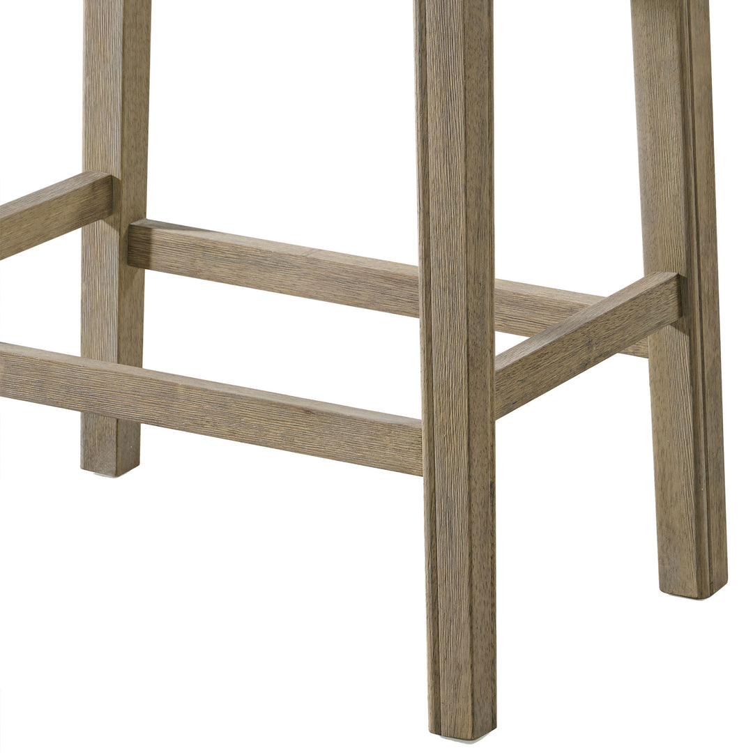 ROME + OAK Parker Backless Kitchen Counter Stool, Oak, Grey Upholstery, Set of 2