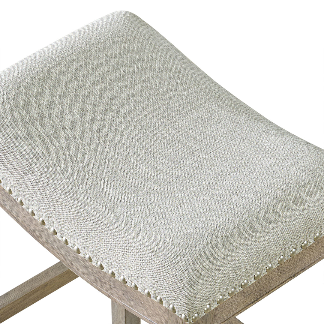 ROME + OAK Parker Backless Saddle Kitchen Counter Stool, Oak, Grey (Open Box)