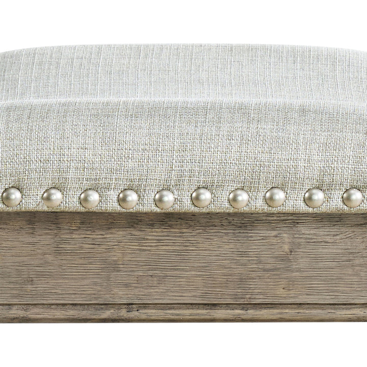 ROME + OAK Parker Backless Kitchen Counter Stool, Oak, Grey Upholstery, Set of 4