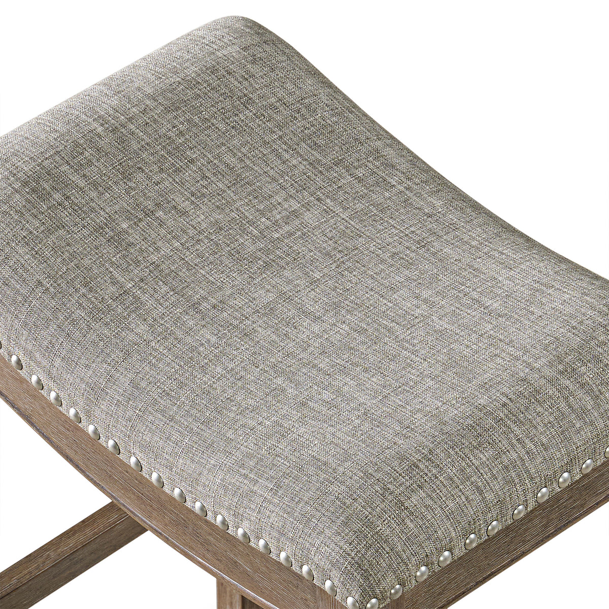 ROME + OAK Parker Backless Counter Stool, Walnut with Grey Upholstery, Set of 3