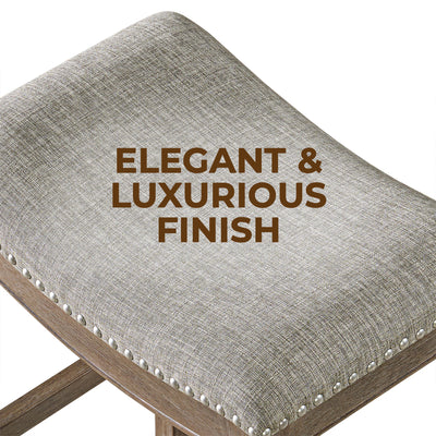 ROME + OAK Backless Saddle Counter Stool, Walnut, Grey Upholstery (For Parts)
