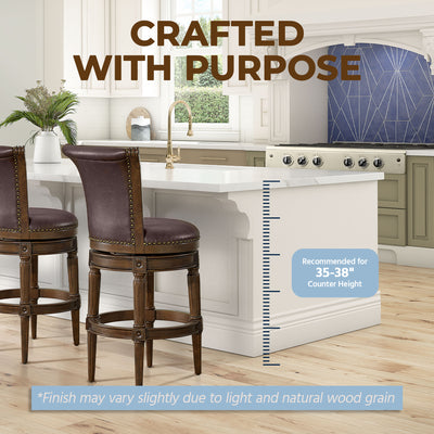 ROME + OAK Runyan Counter Stool, Dark Walnut Finish (For Parts) - VMInnovations