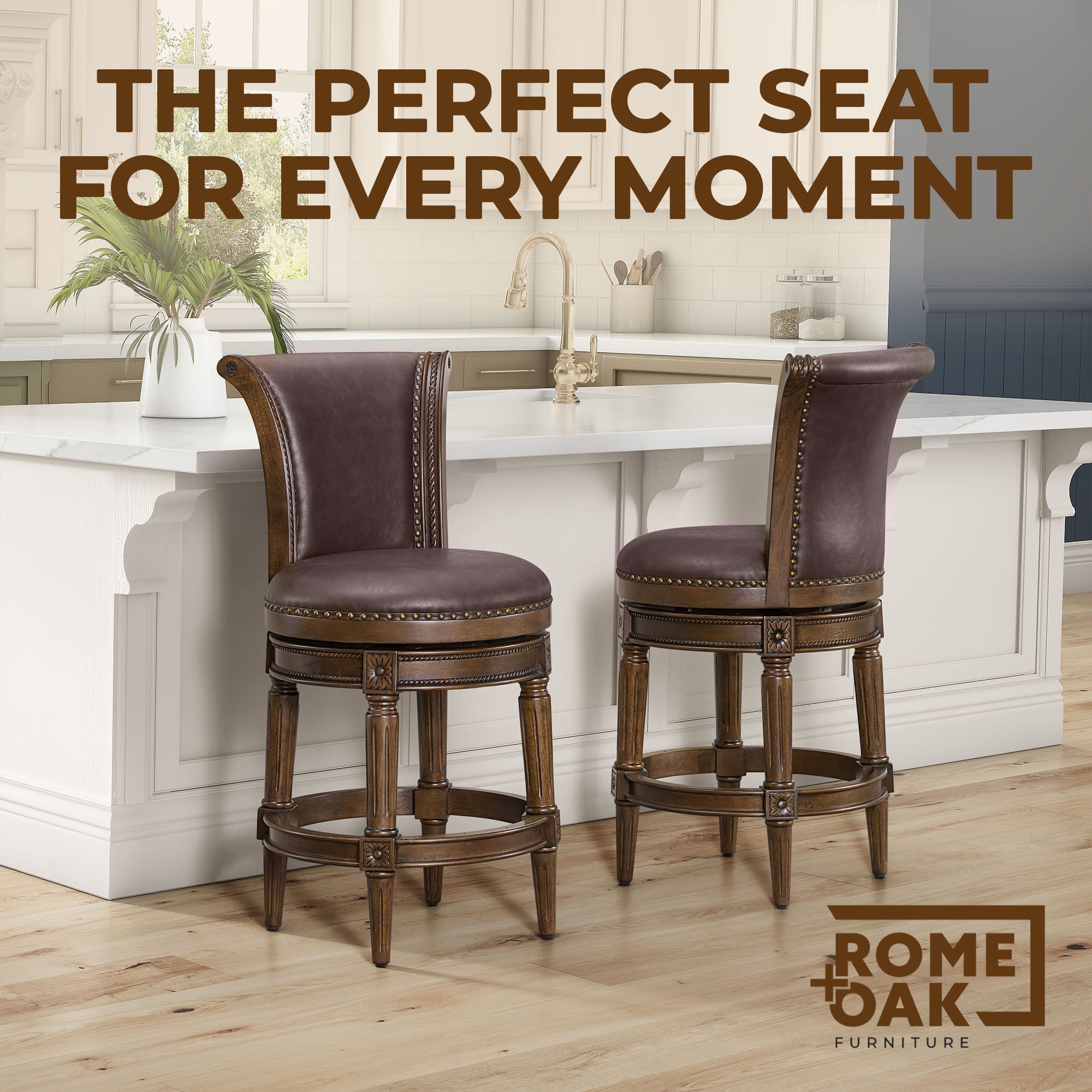 ROME + OAK Runyan Counter Stool, Dark Walnut Finish (For Parts) - VMInnovations