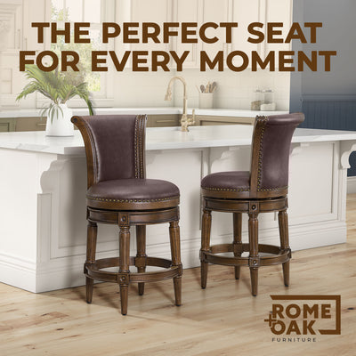 ROME + OAK Runyan Counter Stool, Dark Walnut Finish (For Parts) - VMInnovations