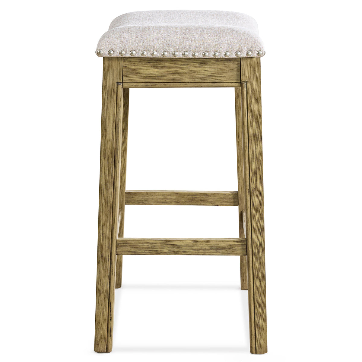 ROME + OAK Parker Backless Counter Stool, Natural with Cream Fabric, Set of 4