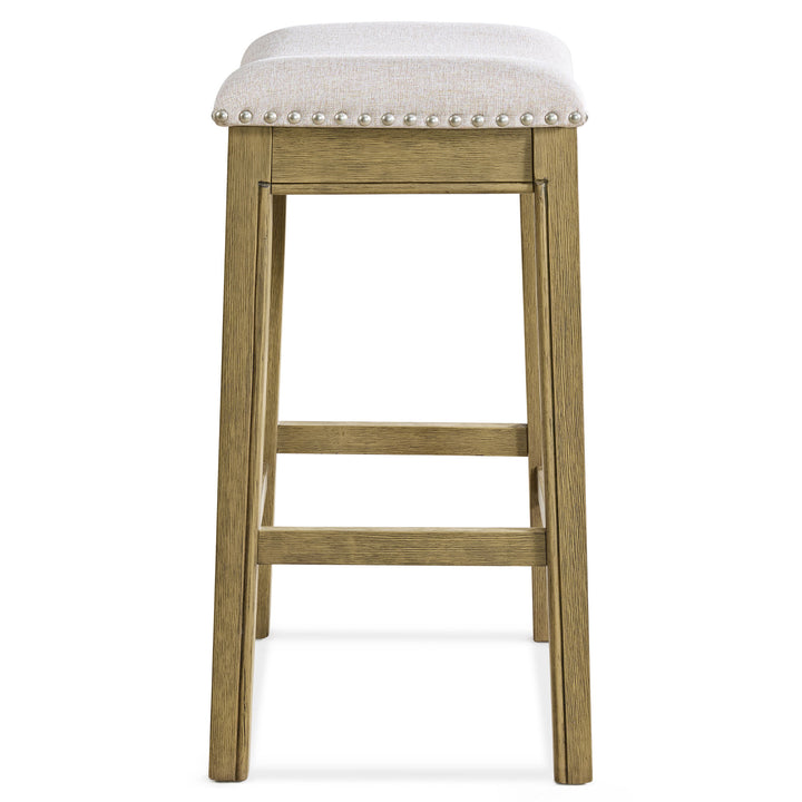 ROME + OAK Parker Backless Saddle Counter Stool, Natural, Cream Fabric(Open Box)