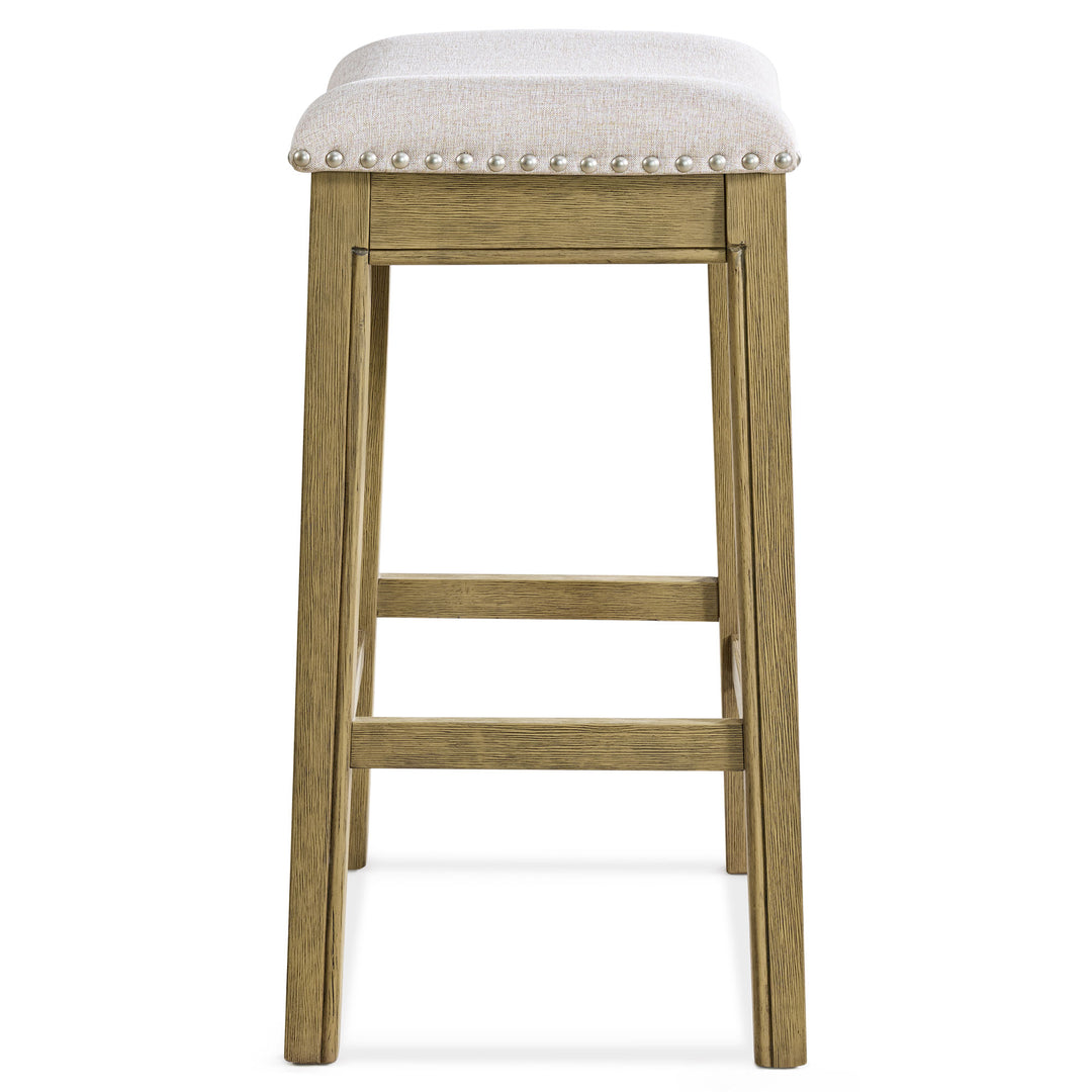 ROME + OAK Parker Backless Counter Stool, Natural with Cream Fabric, Set of 2