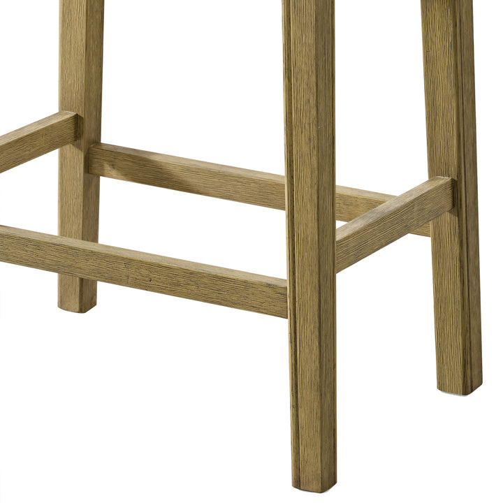 ROME + OAK Parker Backless Counter Stool, Natural with Cream Fabric, Set of 2