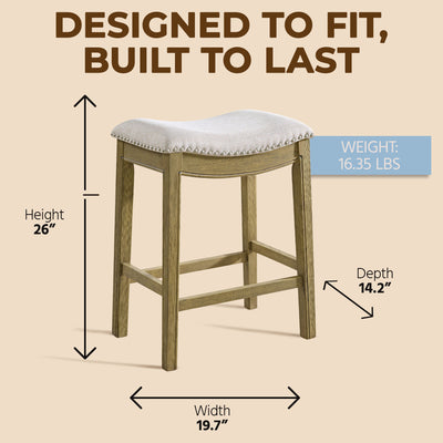 ROME + OAK Parker Backless Saddle Kitchen Counter Stool, Natural (For Parts) - VMInnovations