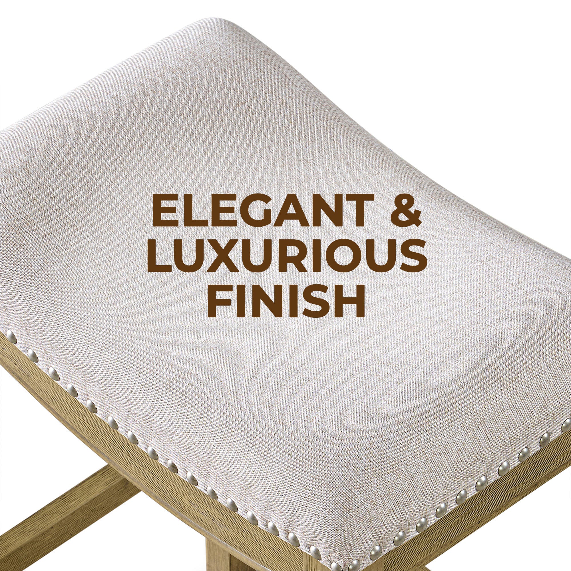 ROME + OAK Parker Backless Saddle Kitchen Counter Stool, Natural, Cream Fabric (Used)