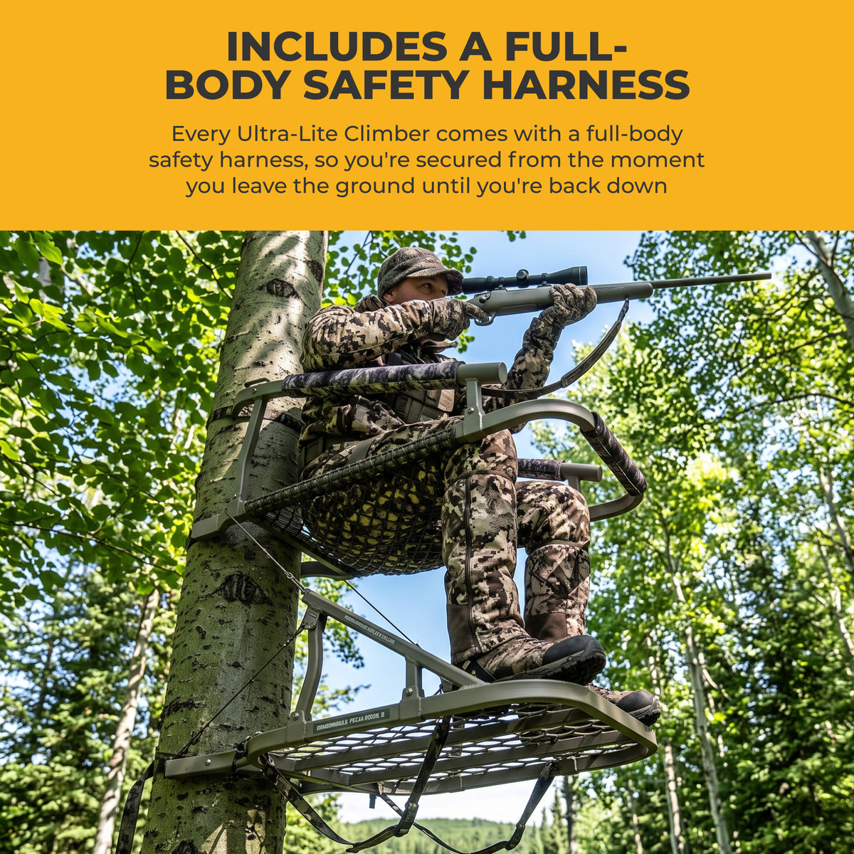 Hawk Ultra-Lite Climber, Tree Stand, Hammock Net Seat, 38.75x23.25" (Open Box) - VMInnovations