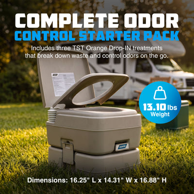 Camco 5.3 Gallon Portable Toilet with Detachable Holding Tank and Carry Handle