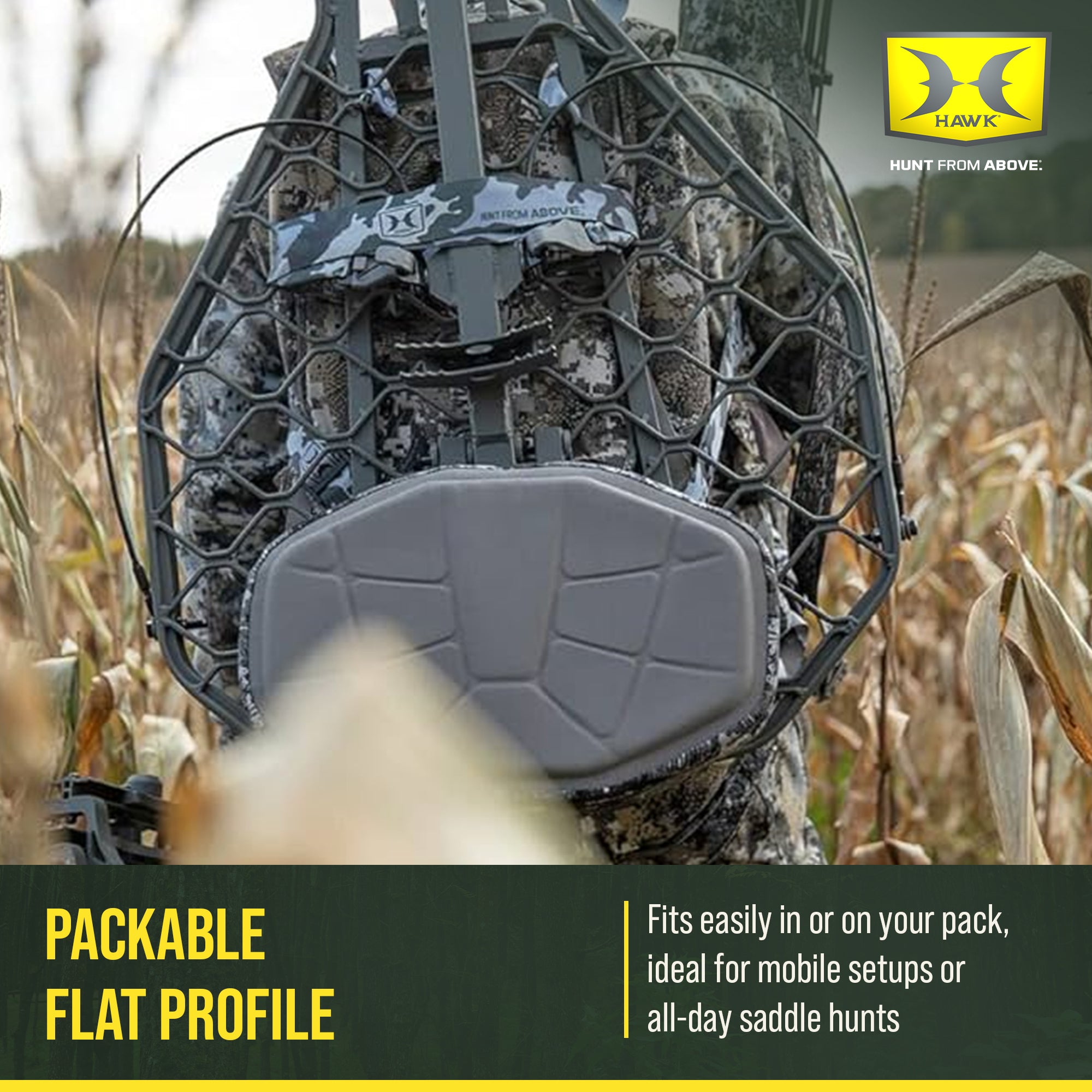 Hawk Helium Pro Hang-On Tree Stand, Memory Foam Seat Hunting Gear, 34.75 x 24.5" - VMInnovations