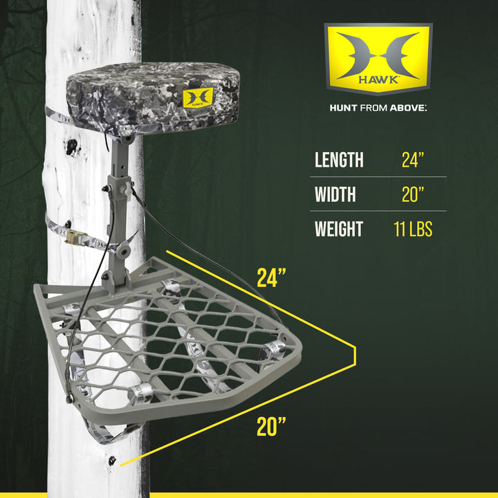 Hawk Helium Ultra Lite Hang-On Stand, Memory Foam Seat Hunting Gear, 27.25x20.5"