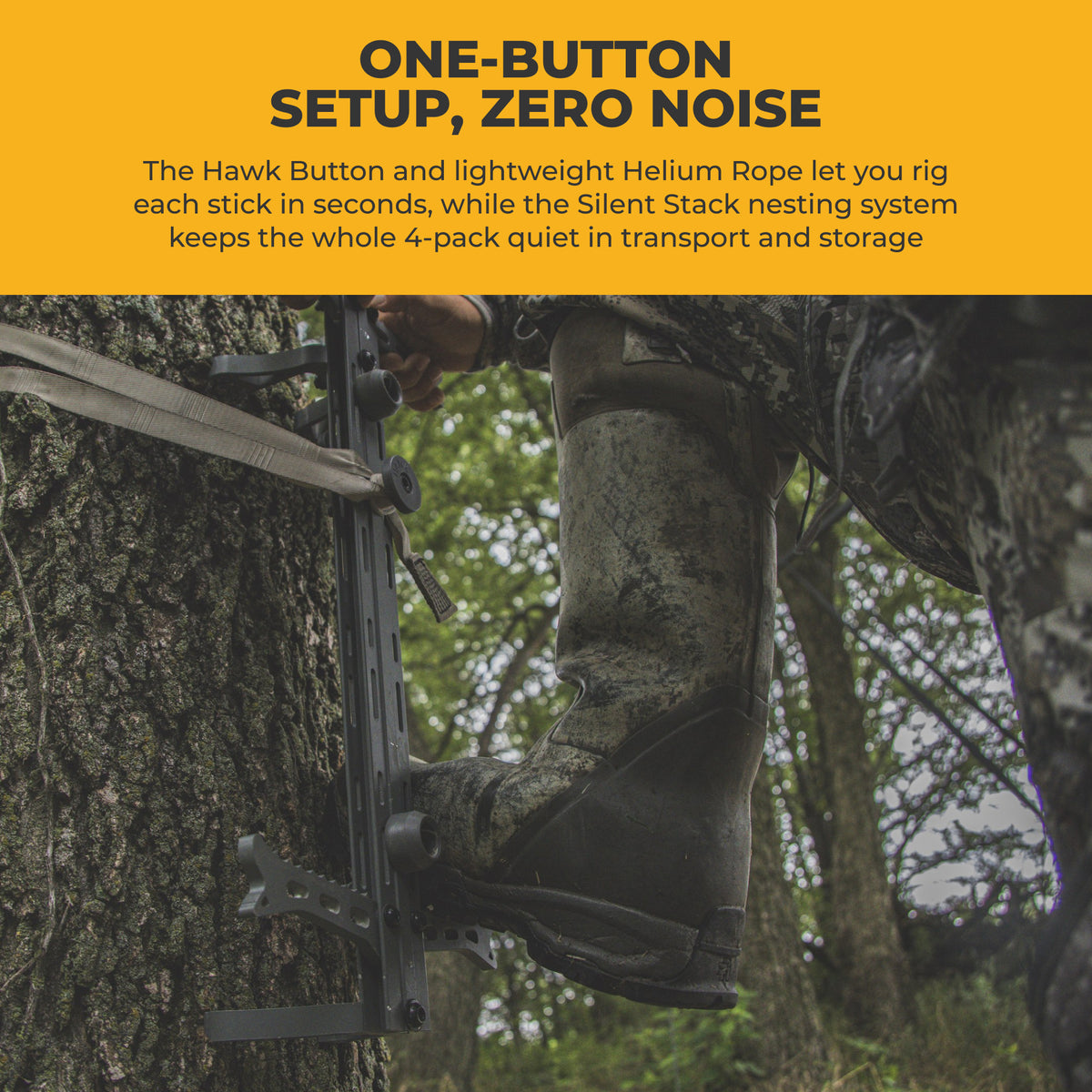 Hawk Helium 4-Pack Aluminum Climbing Sticks, Tree Stand Hunting Gear, 20 Inch