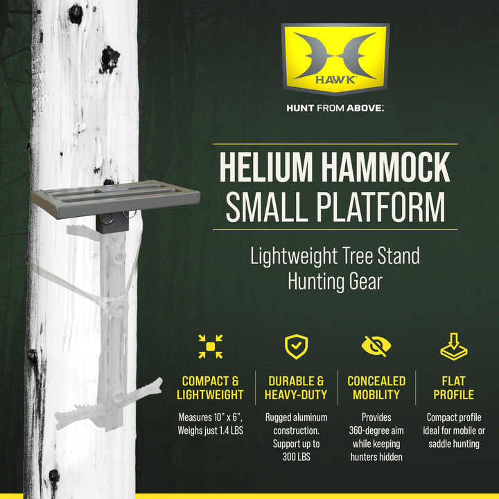 Hawk Helium Hammock Small Platform, Lightweight Tree Stand Hunting Gear, 10x6"