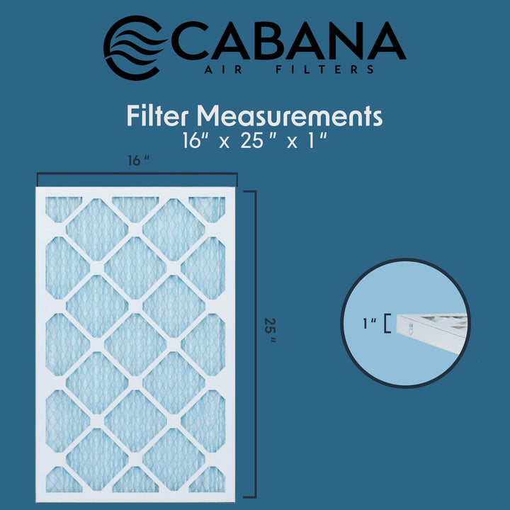 Cabana Air Filters 6pk HVAC Furnace Air Filters, MERV 11, 16 x 25 x 1 (Open Box)