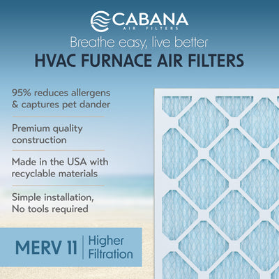 Cabana Air Filters 6pk HVAC Furnace Air Filters, MERV 11, 16 x 25 x 1 (Open Box) - VMInnovations