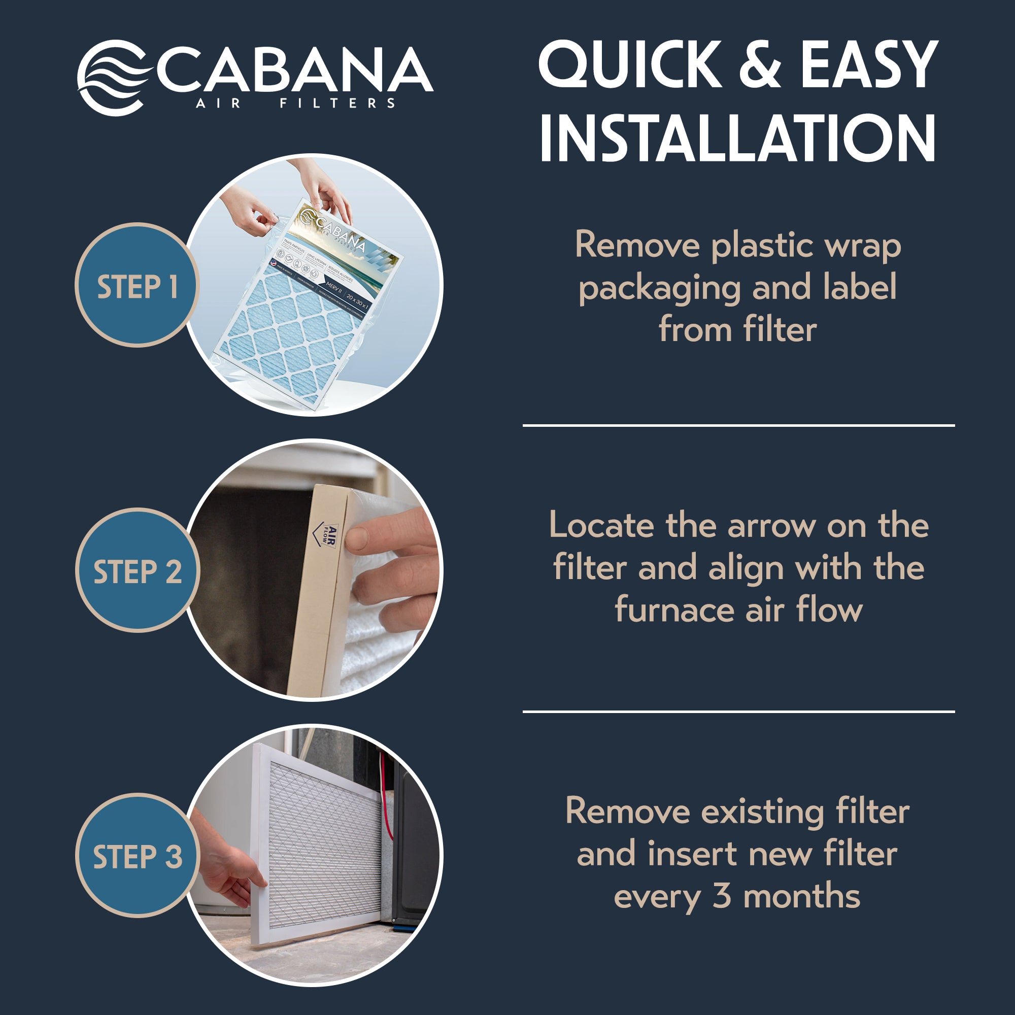 Cabana Air Filters 6 Pack HVAC Furnace Air Filters, MERV 11, 20 x 30 x 1, White