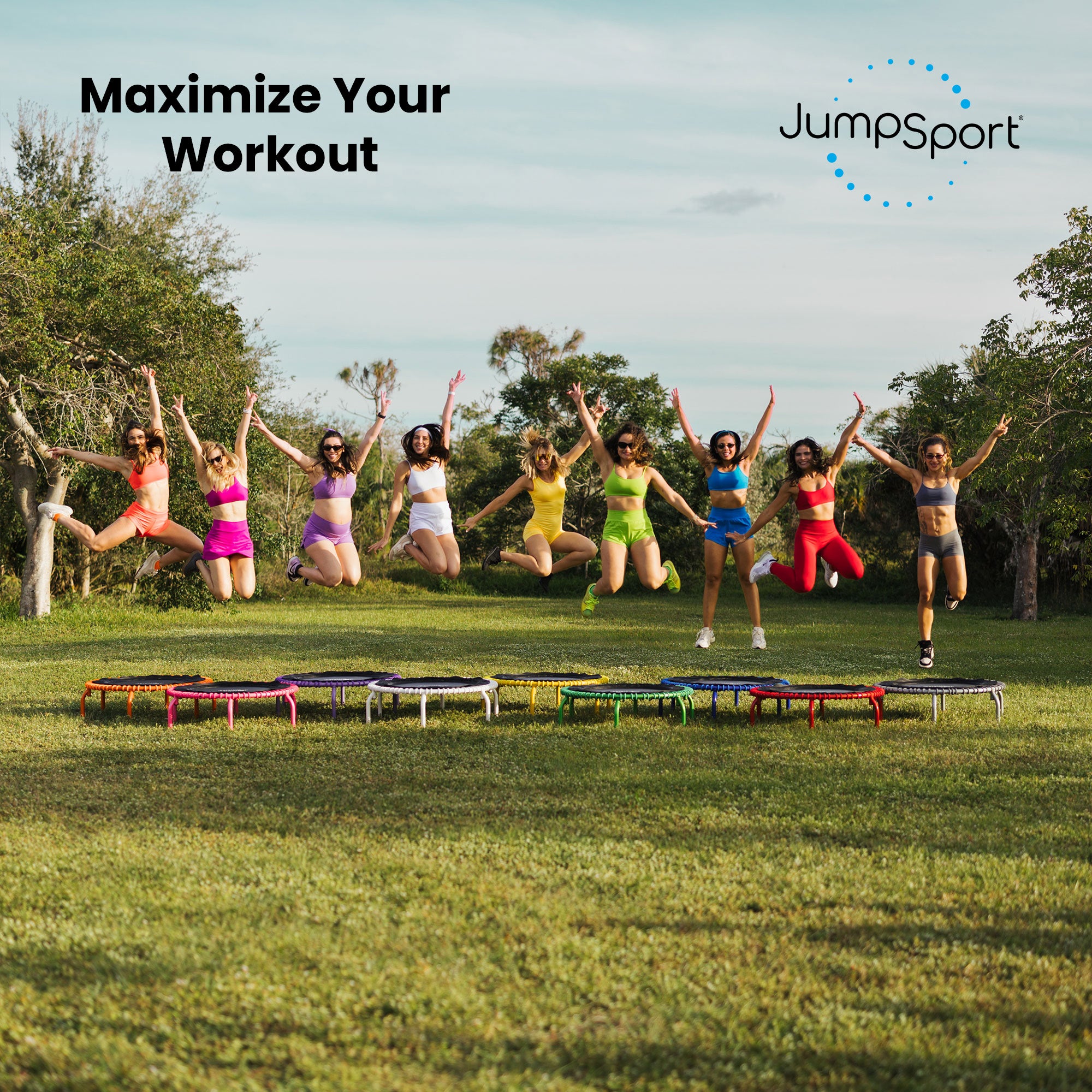 JumpSport 350 PRO Fitness Trampoline, Cardio Equipment, 39", Blue (Open Box) - VMInnovations