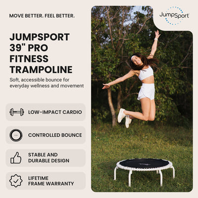 JumpSport 350 PRO Fitness Trampoline, Cardio Workout Equipment, 39 Inch, Elevate