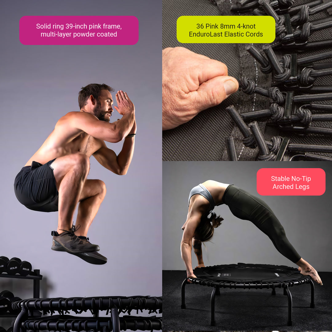 JumpSport 350 PRO Trampoline, Cardio Workout Equipment, 39", Blossom (Open Box) - VMInnovations