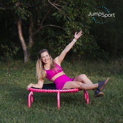 JumpSport 350 PRO Fitness Trampoline, Cardio Workout Equipment, 39 Inch, Blossom - VMInnovations