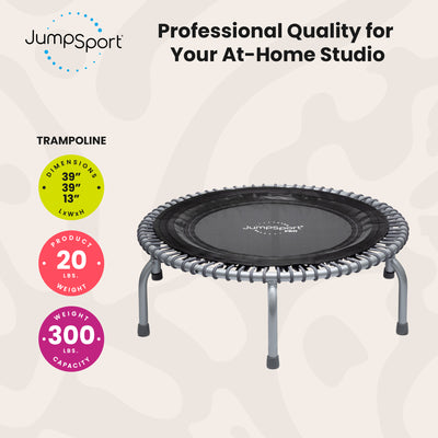JumpSport 350 PRO Fitness Trampoline, Cardio Workout Equipment, 39", Graphite - VMInnovations