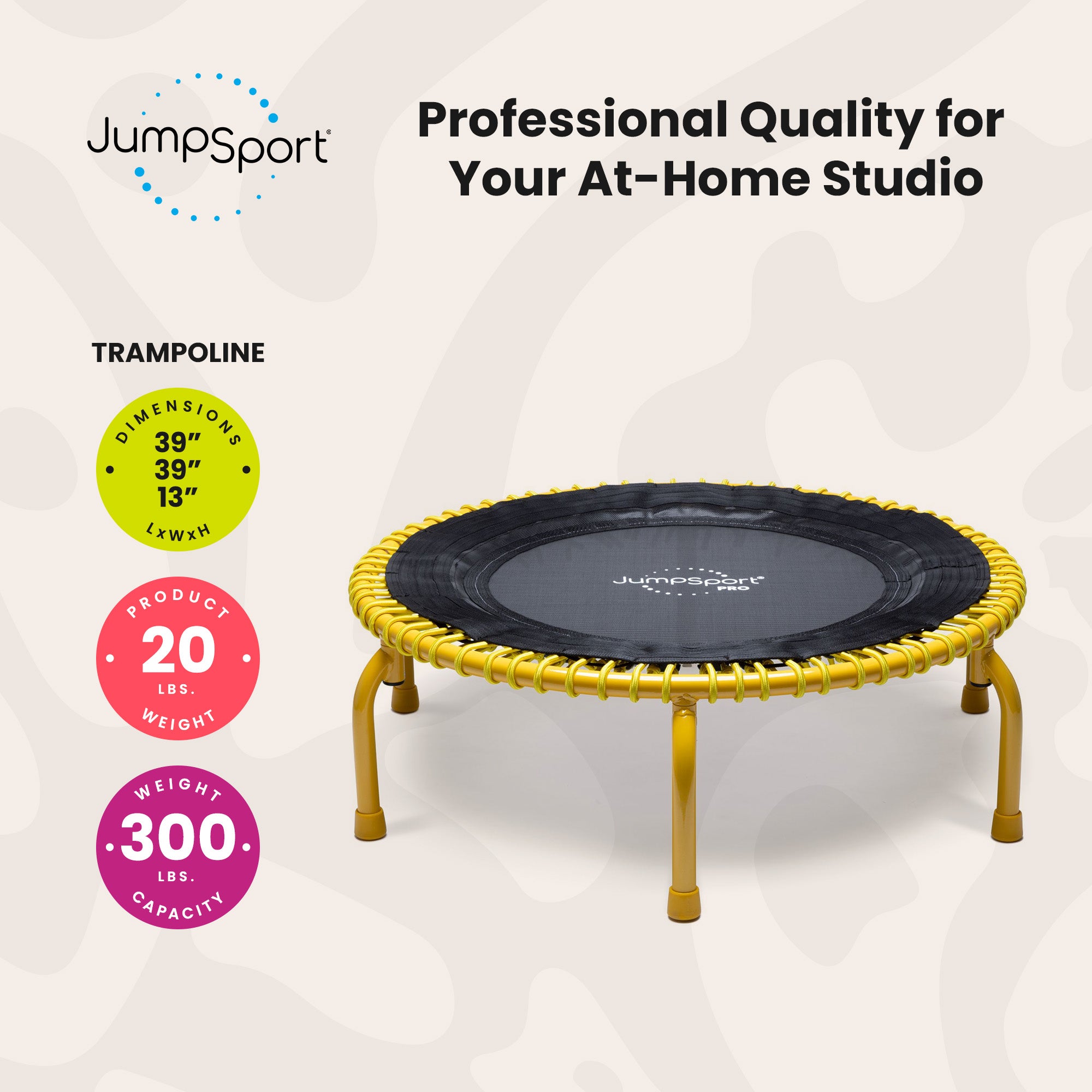 JumpSport 350 PRO Fitness Trampoline, Cardio Workout Equipment, 39" (Open Box) - VMInnovations