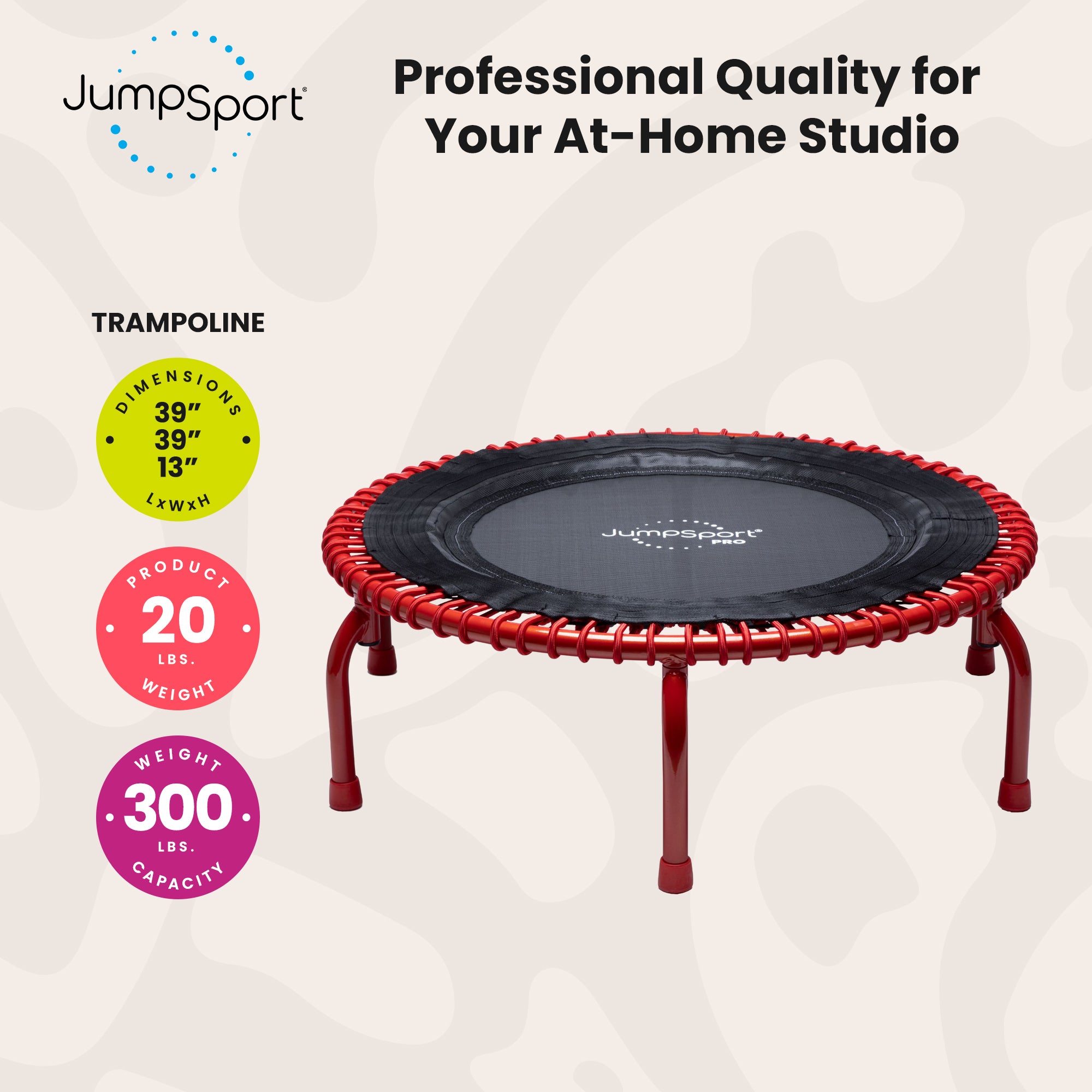 JumpSport 350 PRO Trampoline, Cardio Workout Equipment, 39 Inch (Open Box) - VMInnovations