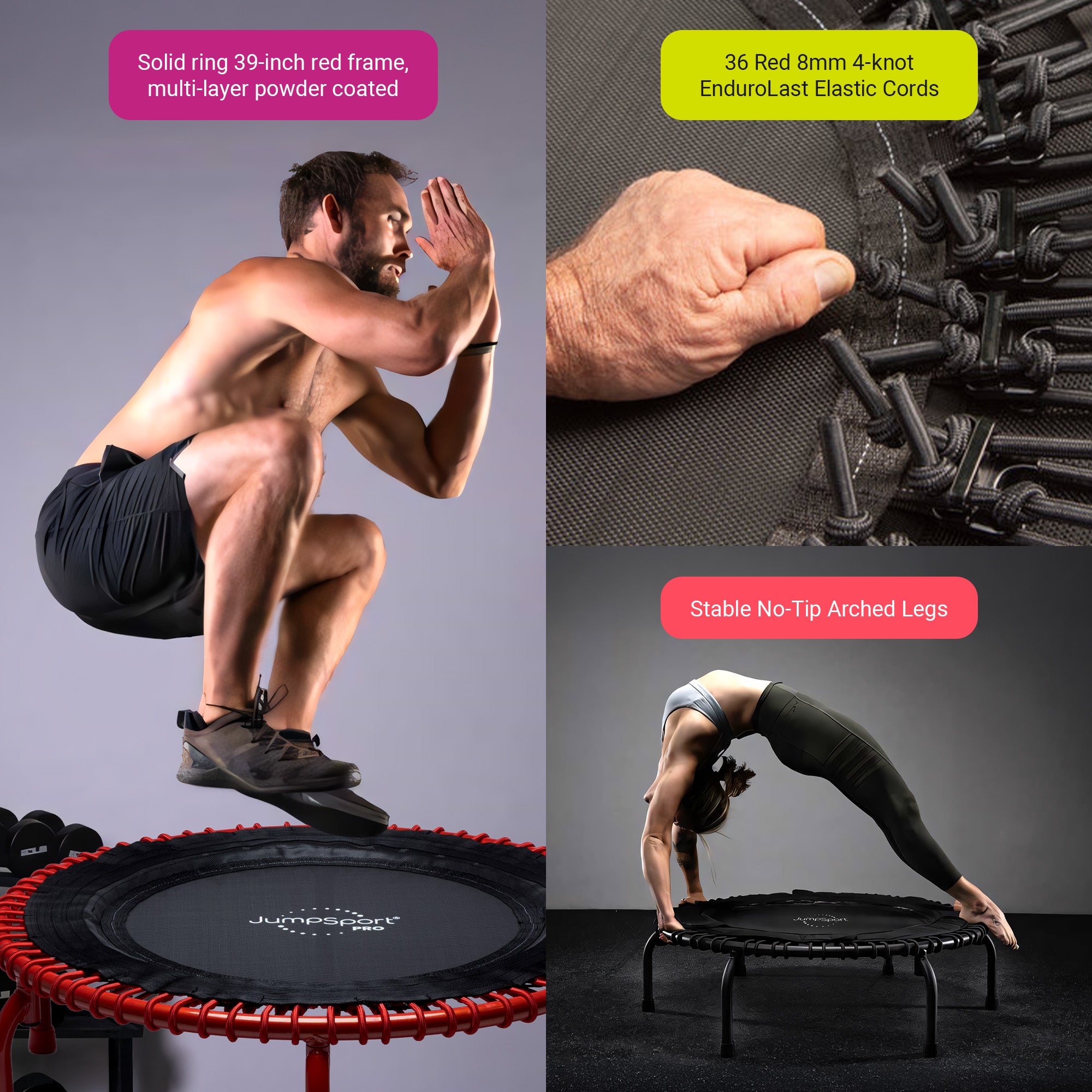JumpSport 350 PRO Trampoline, Cardio Workout Equipment, 39 Inch (Open Box) - VMInnovations