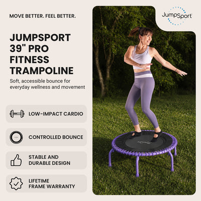 JumpSport 350 PRO Fitness Trampoline, Cardio Workout Equipment, 39 Inch, Inspire - VMInnovations