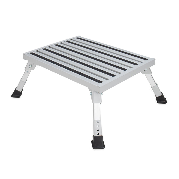 Camco Aluminum Step Stool, Adjustable Height for RV & Trailers, Silver(Open Box)