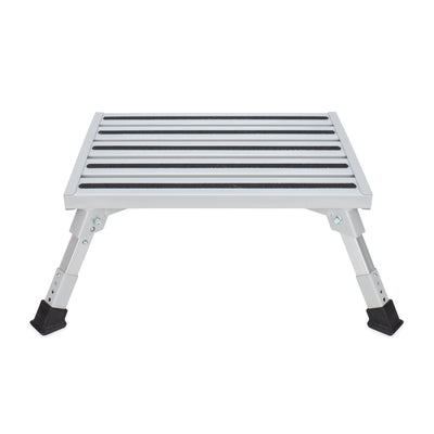 Camco Aluminum Step Stool, Adjustable Height for RV & Trailers, Silver(Open Box)