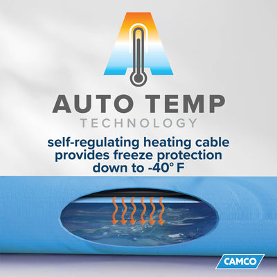 Camco Heated 50' RV Drinking Water Hose, Freeze Regulator, -40F, Blue(Open Box) - VMInnovations