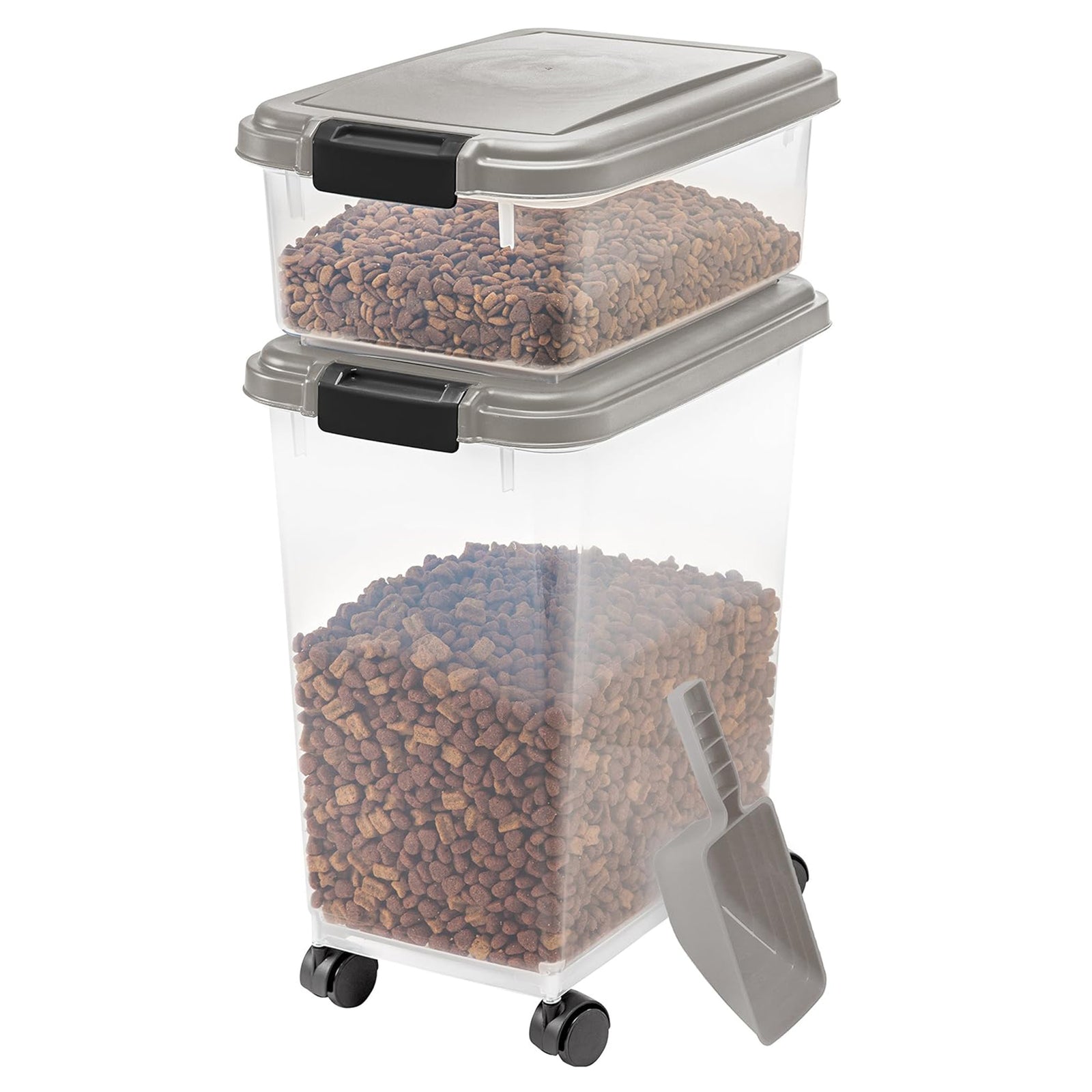 IRIS USA Pet Food Stackable Storage Container with Scoop, 30 lbs & 11 lbs Combo - VMInnovations