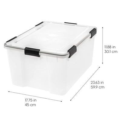 IRIS USA 63 Qt Storage Plastic Gasket Box w/Tight Latching Lids, 2pk (Open Box)