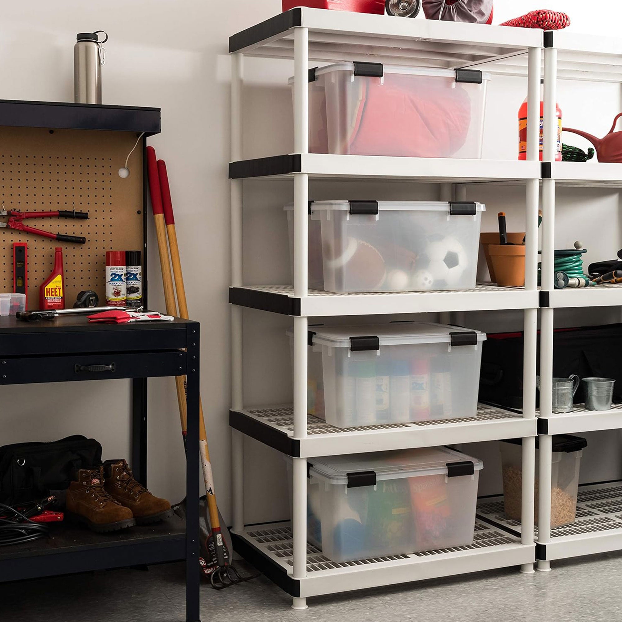 IRIS USA 63 Qt Storage Bins Plastic Gasket Box with Tight Latching Lids, 2 Pack - VMInnovations
