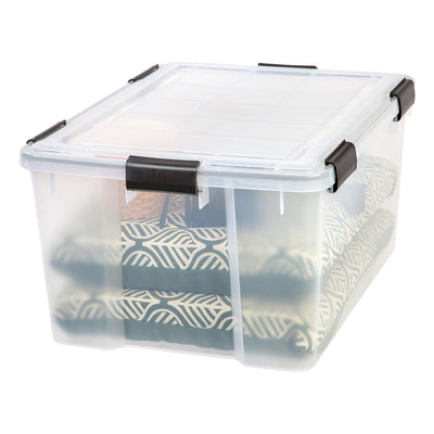 IRIS USA 4 Pack 63 Qt Storage Bins Plastic Gasket Box with Tight Latching Lids