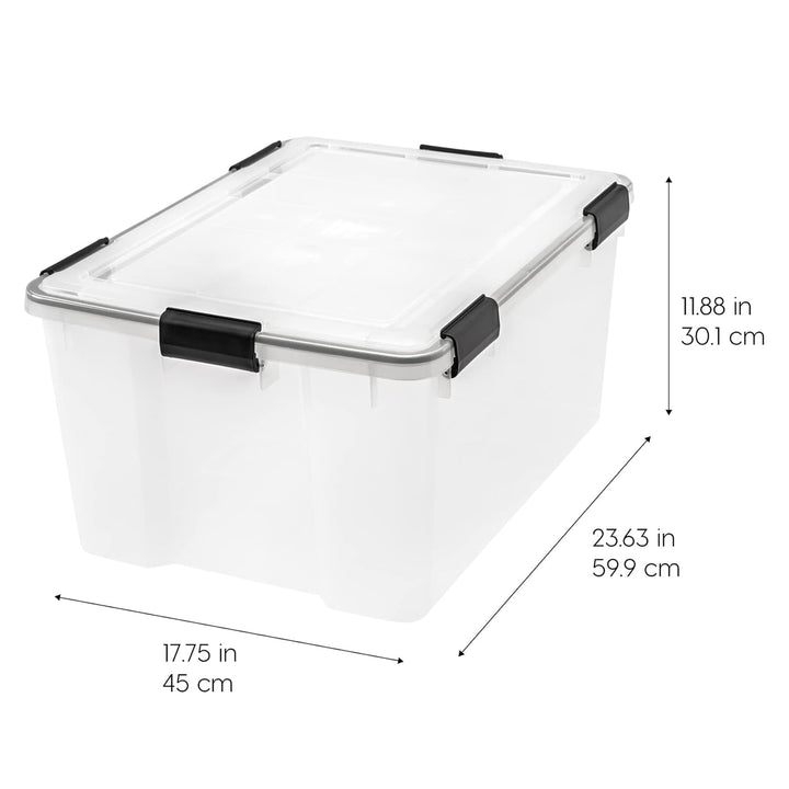 IRIS USA 63 Qt Storage Bins Plastic Gasket Box with Tight Latching Lids, 2 Pack