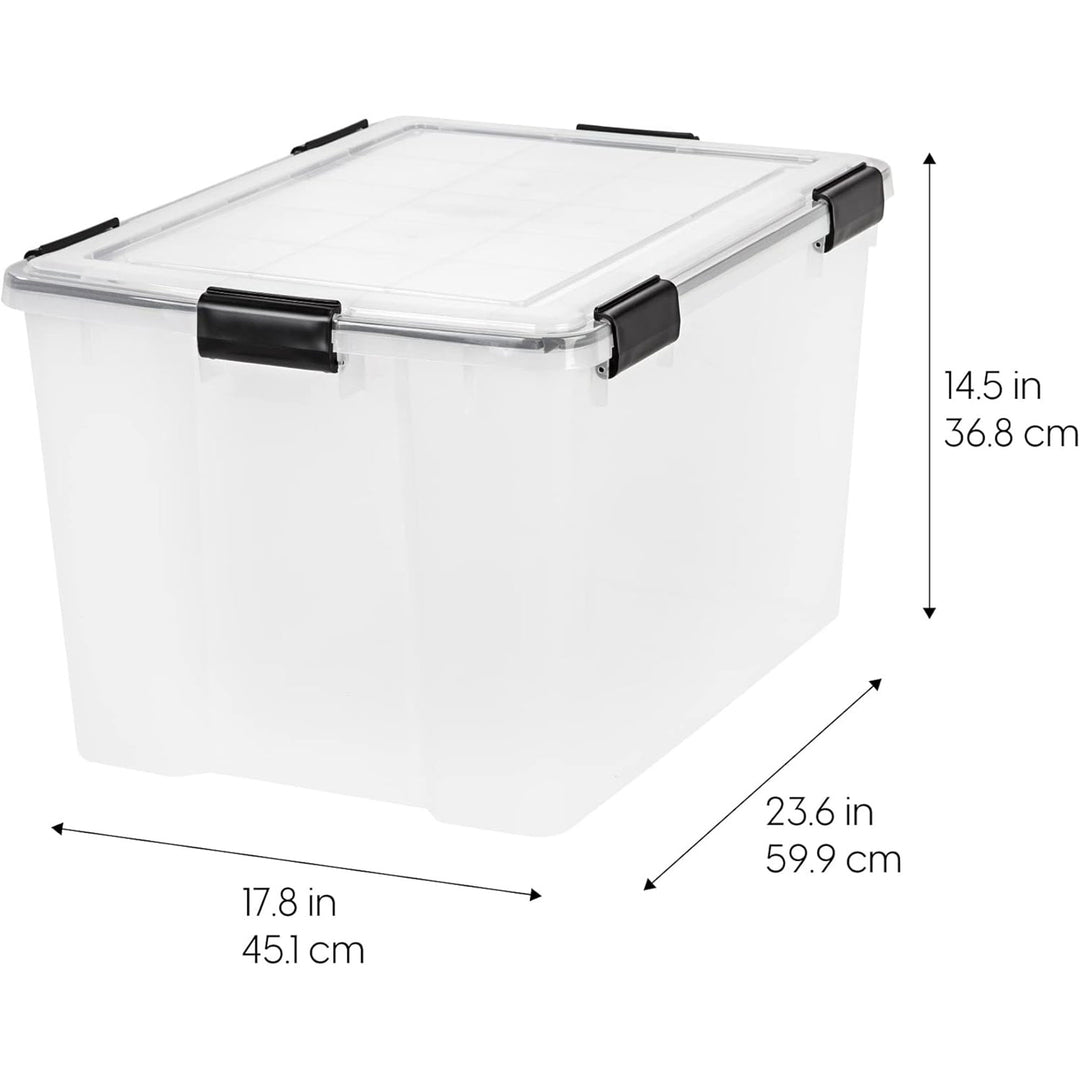 IRIS USA 74 Qt Storage Bins Plastic Gasket Box w/Latching Lids, 2pk (Open Box)